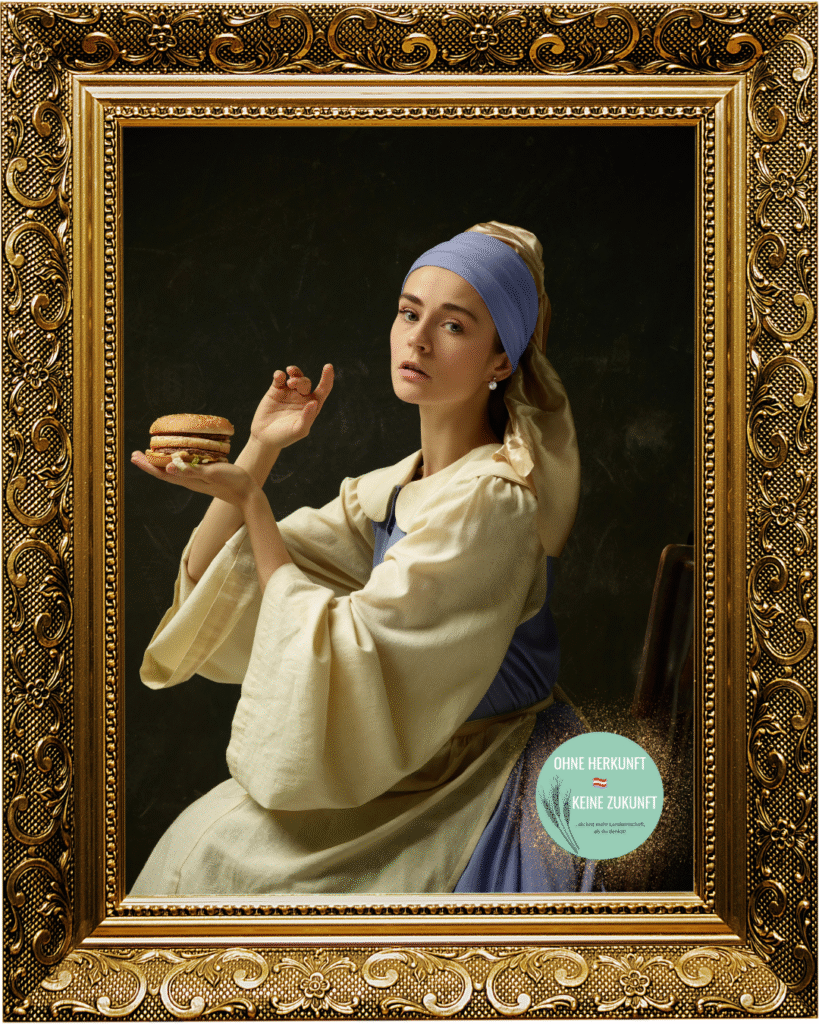 Mädchen mit Perlenohrring und Burger